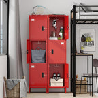 Metal Locker with Hooks and Ventilation Holes,Metal Storage Locker with Keys and Business Card Slof for Home,Gym,Garage,School,Office,66" H x 15.75" W x 15.75" D,Assembly Required,Red