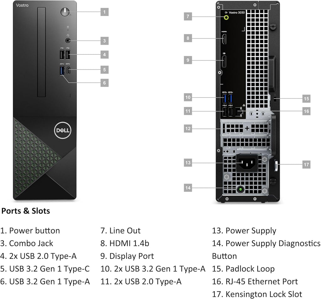 Dell Small Desktop Computer for Home & Business - 3030s SFF Desktop PC, Intel Core i5-14400 (Beat i7-13620H), 32GB DDR5 RAM, 1TB PCIe SSD, WiFi 6, Bluetooth, KB and Mouse, Windows 11 Pro