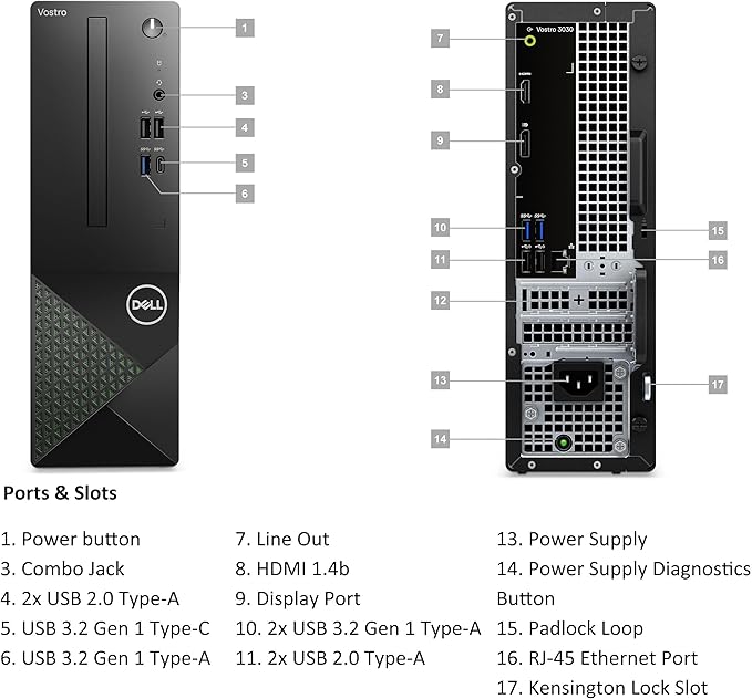 Dell Vostro 3030s Small Desktop SFF Business Computer, 14th Gen Intel 10-Core i5-14400 (Beat i7-13620H), 64GB DDR5 RAM, 2TB PCIe SSD, WiFi 6, Bluetooth, Type-C, DisplayPort, HDMI, Windows 11 Pro
