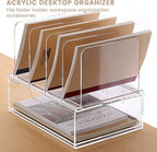 Desk Organizers and Accessories, Acrylic Desk Organizer with Drawer, Office Supplies Organization Storage, Clear Acrylic File Organizer for Desk - 1 Pack