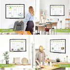 Dry Erase Calendar Whiteboard for Wall, 36" x 24" Double-Sided Magnetic Monthly WhiteBoard Calendar Dry Erase, Wall Hanging Aluminum Frame Calendar Board with Tray for Home, School, Office