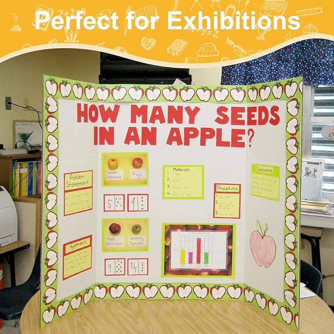 Trifold Poster Board 36"x48", White Extra Large Corrugated Display Board Foldable Board for School Projects, Science Fair, Business Presentations, Photo Displays, Graduation Exhibitions- 2 Pack