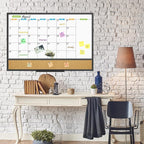 JILoffice Magnetic Calendar Whiteboard & Bulletin Corkboard Combination, Combo Board 36 x 24 Inch, Black Aluminum Frame Wall Mounted Board for Office Home and School with 10 Push Pins