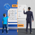 Rolling Dry Erase Board 48 x 36 - Large Portable Magnetic Whiteboard with Stand - Double Sided Easel Style Whiteboard with Wheels - Mobile Standing White Board for Office, Classroom & Home