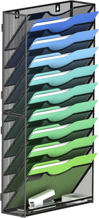 Kuntine.B Wall File Organizer Office Hanging Magazine Holder Wall File Organizer for Office Home (Black, 11 Tier)