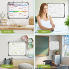 Dry Erase Calendar Whiteboard for Wall, Polegas 16" X 12" Magnetic White Board Board, Small Wall Monthly Double Sided Boards Student, Home, Office (Red)