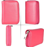 Easyoulife Genuine Leather Credit Card Holder Zipper Wallet With 26 Card Slots