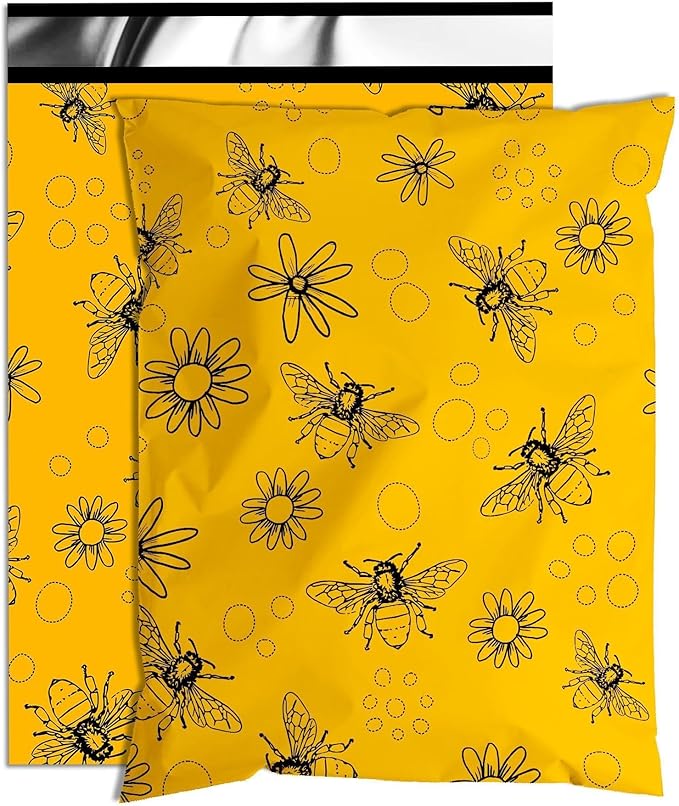 Bees Poly Mailer 12x15.5 Inch 50 Pcs, Waterproof Shipping Bags for Clothing, Tear-Resistant Mailier Bags, Strong Mailing Bags with Self-Seal
