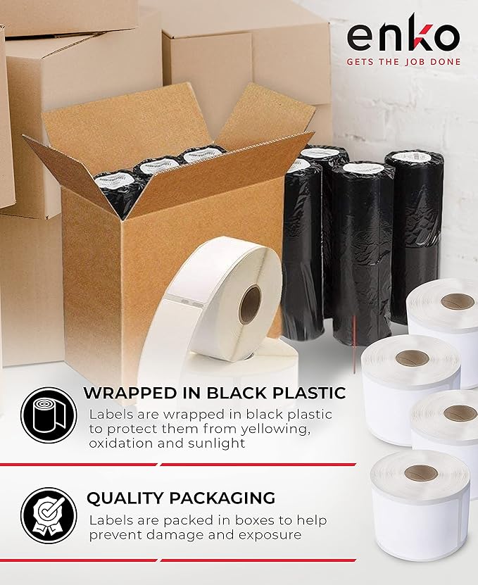 enKo (24 Rolls / 24000 Labels) 30334 Dymo Compatible Multipurpose Barcode (1-1/4" x 2-1/4")