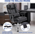 Big and Tall Office Chair 500lbs Wide Seat Executive Office Desk Chair High-Back Office Task Chair, Ergonomic Lumbar Support Computer Office Chairs for Heavy People(Black)