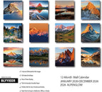 2026 Wall Calendar, Alpenglow Monthly Wall Calendar, 12" x 24" Open,Family Planner Calendar Organizer with Mountain of Sunrise Images