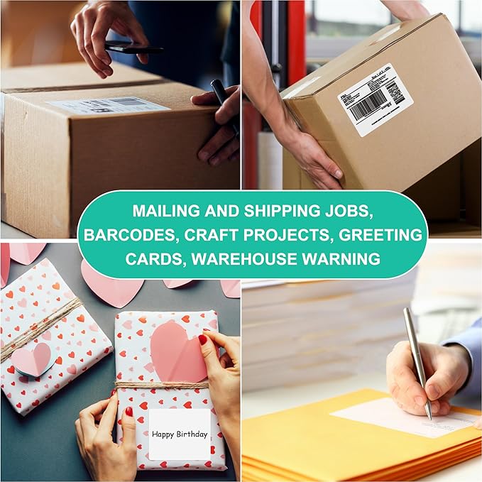 L LIKED 3-1/3" x 4" Printable White Sticker Labels, 300 Labels for Laser/Inkjet Printing - Matte (300 Labels, 50 Sheets)