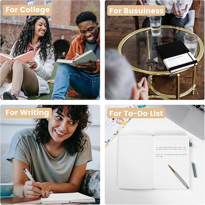 CAGIE Journals Notebooks for Women Men 2 Pack: Journaling Notebooks Journals for Writing Work Leather Diary Hardcover A5 Thick Note Taking Green& Blue