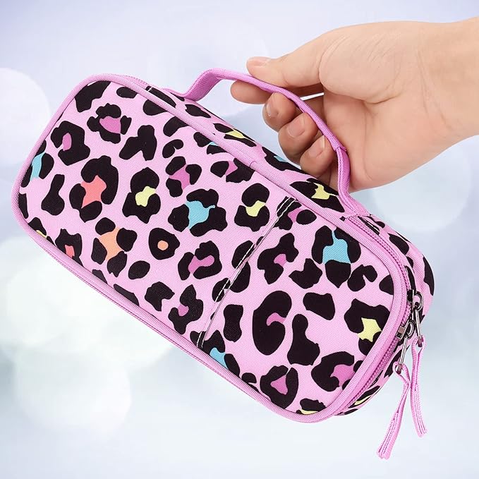 Choco Mocha Cheetah Pencil Case for Girls, Soft Pencil Case Kids Pencils Pouch for Kindergarten Girls, Pink