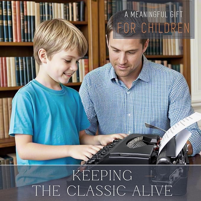 Manual Typewriter Machine – Vintage Portable Typewriter for Typing Letters – Classic Black Type Writer for Kids, Authors, and Retro Enthusiasts – Gift for Writers and Collectors