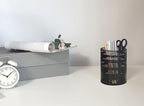 Metal Mesh Pen Pencil Cup Holder Stand Office Desk Organizer Stationery Caddy Makeup Brush Holder, Black (Large)
