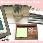 Little Reminders Sticky Note Holder Wooden Notepad & Pen Holder 6.5" x 4.7" Sticky Note Pad Holder Dispenser for Desk Work Motivational Gifts, NPA192