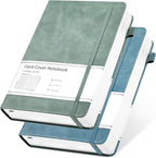 CAGIE Journals Notebooks for Women Men 2 Pack: Journaling Notebooks Journals for Writing Work Leather Diary Hardcover A5 Thick Note Taking Green& Blue