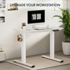 FLEXISPOT EN1 Whole-Piece Standing Desk Electric Stand Up Desk Workstation 40 x 24 Inches Desktop Ergonomic Height Adjustable (White Frame + 40" White Desktop)
