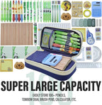 Large Capacity Pencil Case - Durable Zipper Aesthetic Pen Pouch, Big Storage Organizer for School, Office & Travel - Waterproof & Multi-Use (Blue)