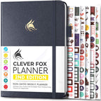 Clever Fox Planner 2nd Edition – Colorful Weekly & Monthly Goal Planner, Time Management & Productivity Organizer, Undated, A5 (Silver Black)