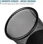 QYH Mesh Pen Cup Metal Pencil Holder for Desk 6 Packs Black Pen Organizer Office 3.54x3.93 Inch