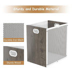 Office Trash Can, Rectangular Kitchen Garbage Can, Iron and Wood Combination Bathroom Trash Can, Modern Design Wastebasket Bin for Bathroom, Laundry Room, Kitchen, Kids' Room, Dorm(4.5 Gallon)