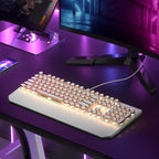 Camiysn Typewriter Style Mechanical Gaming Keyboard, Green Retro Punk Gaming Keyboard with White Backlit, 104 Keys Blue Switch Wired Cute Keyboards, Round Keycaps for Windows/Mac/PC