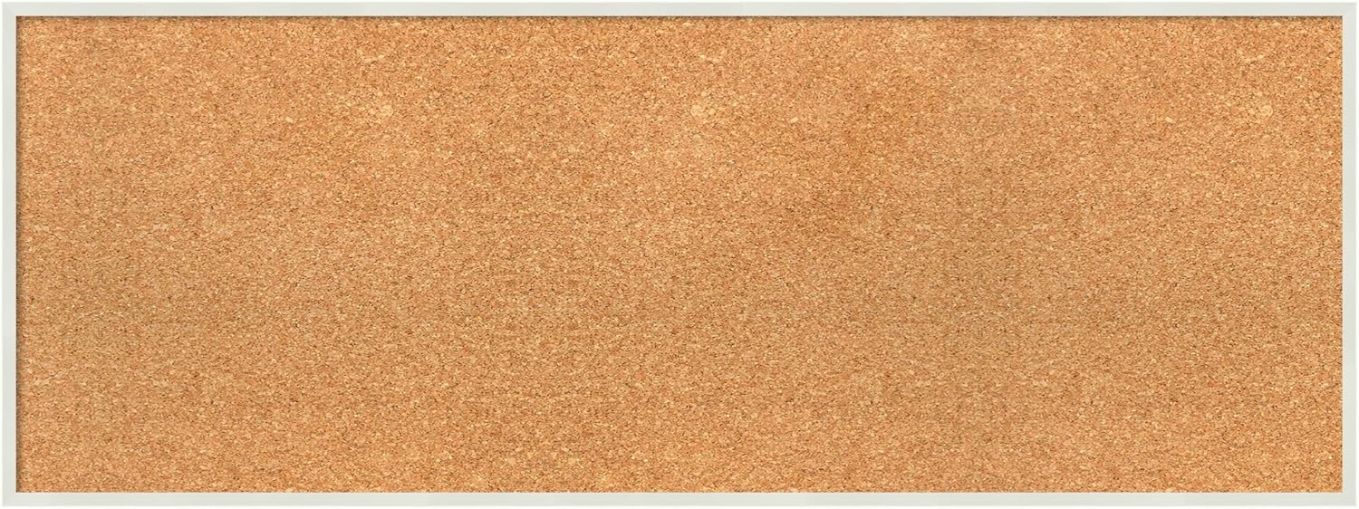 Amanti Art Natural Cork Board for Wall, 15x39 Vision Board with White Frame, Medium Corkboard Office Decor for Home Organization, Modern Corkboard Pinboard to Display Items for Home Organization in