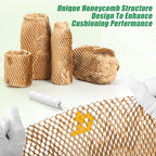 12"x300Ft Honeycomb Packing Paper & Bubble Wrap for Moving - FSC Certified Recyclable Packaging Kit with 40 Pcs Fragile Stickers & Safety Cutter (Eco-Friendly Heavy Duty Protection)