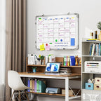Large Dry Erase Calendar Whiteboard for Wall, Polegas 24" X 18" Magnetic White Board Calendar, Double Sided Whiteboard Calendars Dry Erase, Wall Hanging Monthly Board for Home School Office