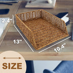 myHomeBody Wicker Paper Organizer, Letter Tray, Paper Organizer for Desk, Resin Wicker 1 pc, Tan