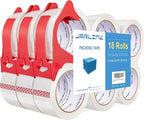 JARLINK 18 Rolls Clear Packing Tape with 3 Dispensers, Heavy Duty Packaging Tape Refills for Shipping Packaging Mailing, 2.7mil Thick, 1.88 inches Wide, 55 Yards Per Roll, 990 Total Yards