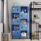 Aobabo 16" W 5 Door Metal Storage Locker with Lock, 66" H Steel Locker with Name Card Holder and Metal Leg for School, Home, Office, Playroom, Assembly Required, Blue