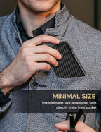 typecase Mens Wallet Card Holder: Pop Up Aluminum Case, Genuine Leather, Smart, RFID Blocking, Slim, Minimalist, Front Pocket - 9-14 Card Capacity | ID Window | Cash Slot (Carbon Fiber)