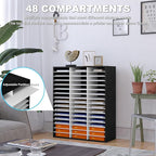 Mail Sorter Wood Literature Organizer, Student Mailbox for Classroom, Desktop Bill Paper sorter for Office Home School, 48 Compartments, White