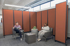 Versare Room Divider 360 Portable Wall Partition | Folding Panels | Large Freestanding Divider | Locking Wheels | Temporary Room Separator | 25' x 7'6'', Papaya