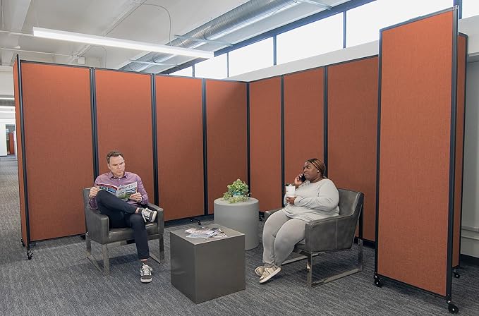 Versare Room Divider 360 Portable Wall Partition | Folding Panels | Large Freestanding Divider | Locking Wheels | Temporary Room Separator | 25' x 7'6'', Papaya