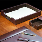 Dacasso Dark Brown Bonded Leather Luxury Letter Tray Holder - Paper Organizer for Desktop Office Essentials & Executive Desk Decor