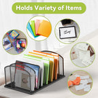 Desk File Organizer 7 Sections Upright Mesh File Sorter Organizer for Desk, Office Organization File Holder for Home, Office & Classroom (Black, 1Pack)