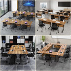 Conference Room Table with Flip-Top Design for Dynamic Meetings, Business Table Computer Desk with Heavy-Duty Frame,Foldable Seminar Meeting Tables for Home Office (4, C, 61IN)