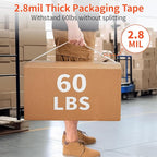JARLINK 12 Rolls Clear Packing Tape with 2 Dispensers, Heavy Duty Packaging Tape Refills for Shipping Packaging Mailing, 2.8mil Thicker, 1.88 inches Wide, 55 Yards Per Roll, 660 Total Yards