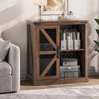 Printer Stand with Storage,File Cabinet with Socket and USB Charging Port,Farmhouse Paper Shredder Stand Rack with Slide-Out Shelf,Walnut