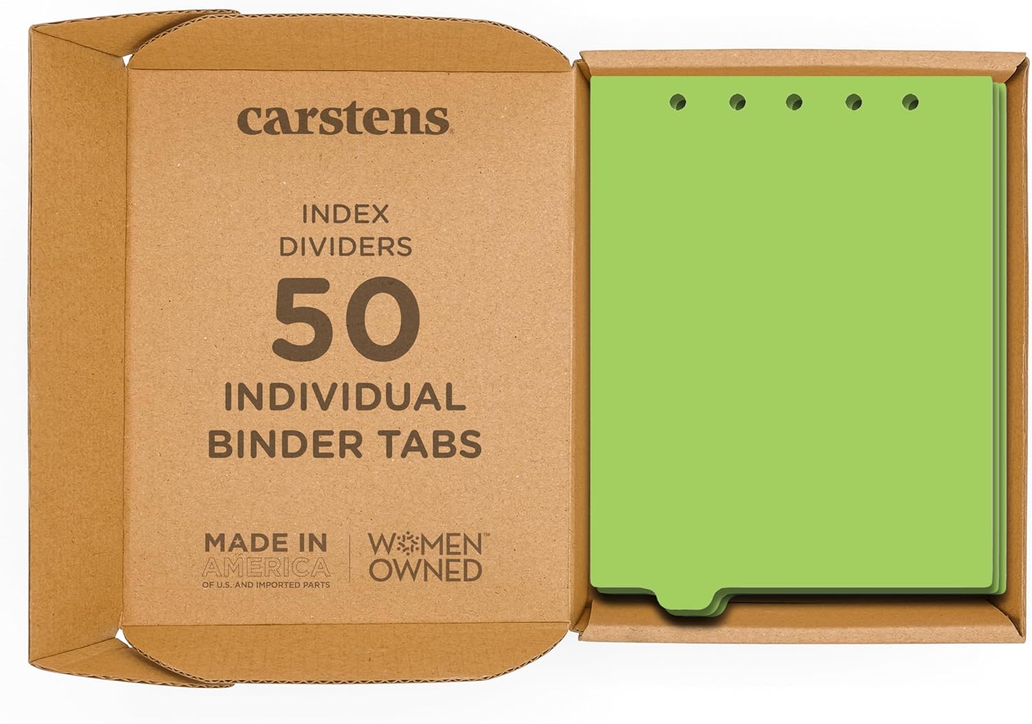 Carstens - Heavy Duty Plastic Ring Binder Dividers, Bottom Tab, 1/9 Cut, Tab 2 Position, US Letter, Lime, Case of 50, (2619-11CS) - Ideal Medical Chart Dividers or Index Tabs for 3 Ring Binders