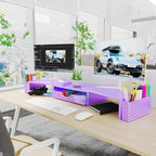 Spacrea Metal Desk Organizers and Accessories, Dual Monitor Stand Riser with Drawer and 2 Pen Holders, Desk Accessories & Workspace Desktop Organizers for Office Supplies (Purple)