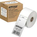 2.25" x 2.5" Thermal Labels | 4 Rolls | 2400 Labels | fits Zebra, Munbyn, Rollo, Godex, Arkscan, iDPRT, Offnova Thermal Label Printers and More | Blank White Adhesive Stickers by Ecotherm