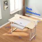 FLEXISPOT 4-Leg Standing Desk with Storage 63x32 in Electric Adjustable Height with 3 Drawers & Shelving Home Office Workstation (White + Maple Top)