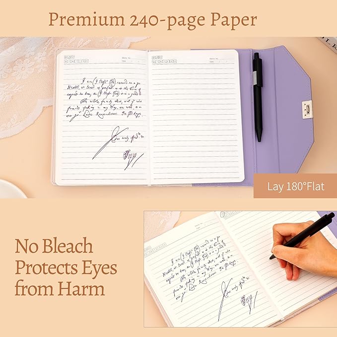 CAGIE Floral Diary with Lock for Women, Teen Girls Journal with Lock, Hardcover Refillable Women Journal with Pen, 6.3 x 8.5 Inch