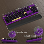 Colorful Wireless Computer Keyboard and Mouse Combo with Round Typewriter Keycaps, Retro Design, Power Switch, Ergonomic Design, 2.4GHz Wireless for Windows, Mac, PC(Black-Purple)