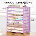 SUBEKYU 9 Tier Paper Letter Tray Desk Organizer with Handles - Purple Metal Mesh File Holder Paper Sorter Desk Organizer for Office Home School, Include 6 Pcs Adjustable Slid Tray, 6 Colors Available